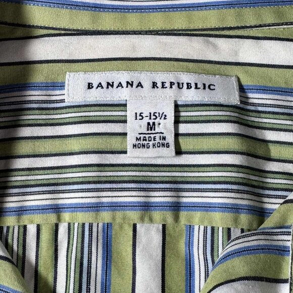 Vintage 90s Banana Republic Striped Button Up Shirt Made In Hong Kong Size M - Picture 4 of 8
